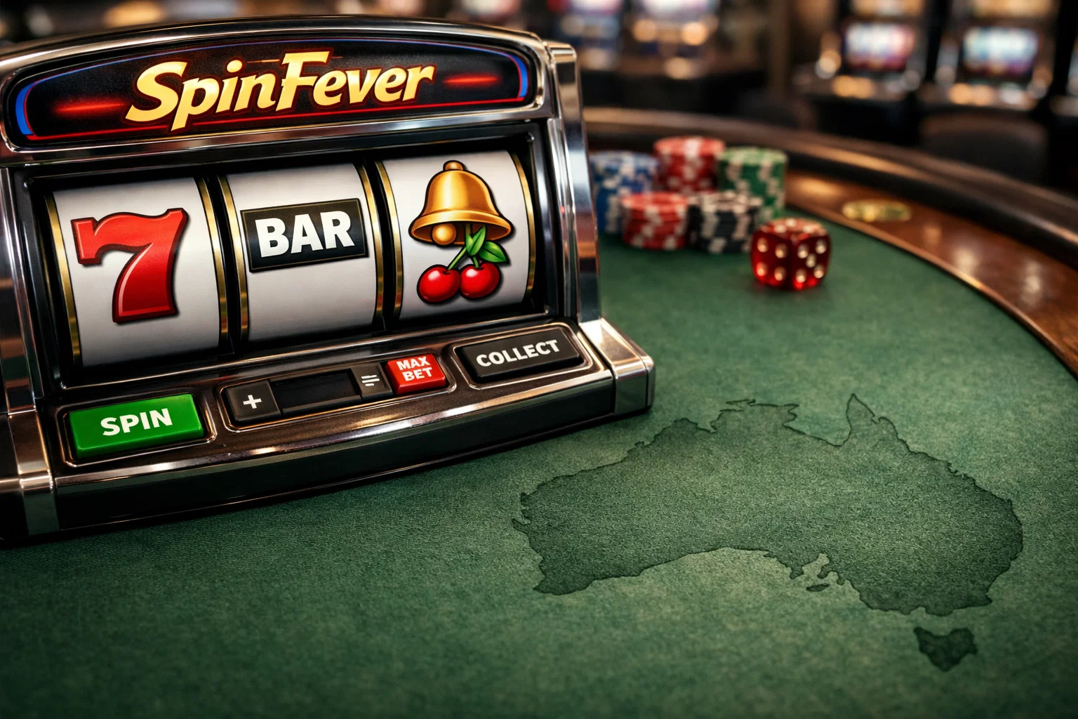 Vibrant online casino lobby graphic, catch the spinfever